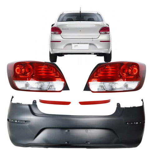 Parachoque Trasero Kia Soluto 2019 2022 + Farol + Defle