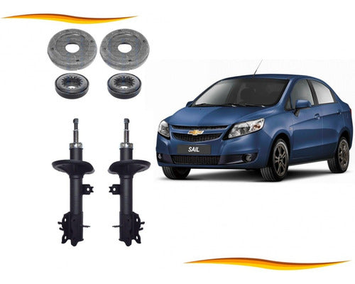 Par Amortiguador Delanter + Par Cazoletas Chevrolet Sail 1.4