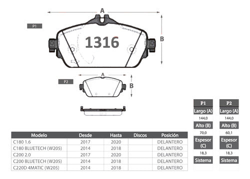 Discos Freno Con Pastilla Mercedes Benz C220 2014 2018