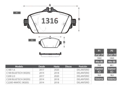 Discos Freno Con Pastilla Mercedes Benz C220 2014 2018