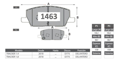 Discos Freno + Pastillas Chevrolet Tracker 2018 2020