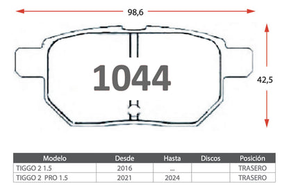 Discos Freno + Pastillas Gtx Chery Tiggo 2 2016 2024