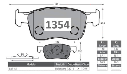 Discos Freno + Pastillas Chevrolet Sail Ii 2015 2023