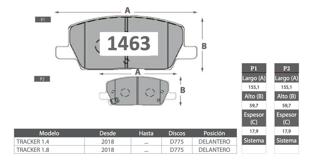Discos Freno + Pastillas Chevrolet Tracker 2018 2020